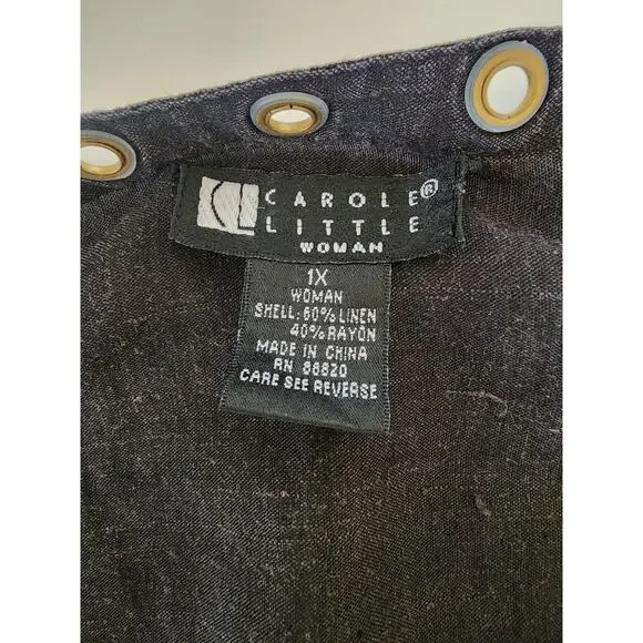 CAROLE LITTLE Black Linen Blend Very Lightweight V-Neck Top SZ 1X - Picture 5 of 8